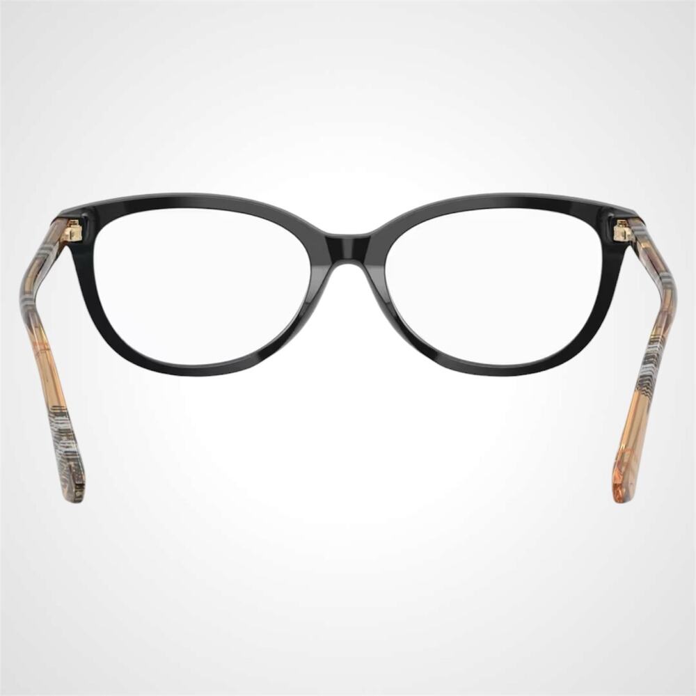 New Burberry Eyeglasses Black Cat Eye Check Sand Arms 54-17-140 w/ Box & Case - Picture 4 of 7